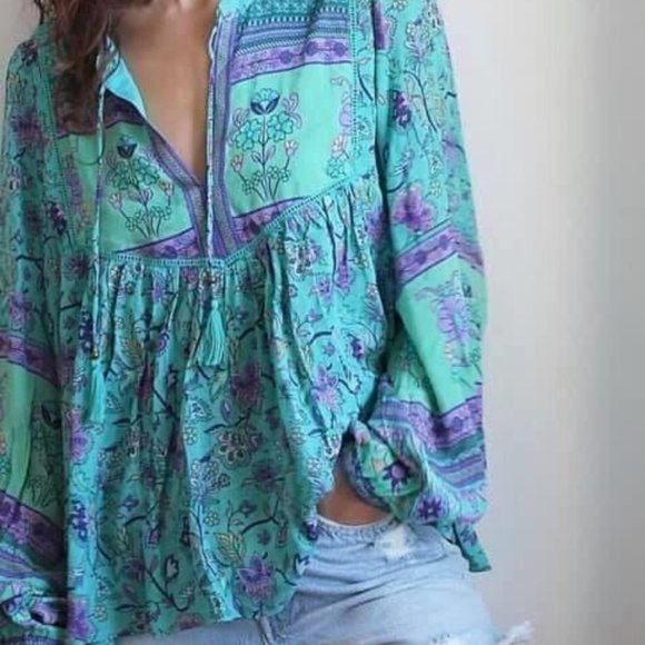 Spell Tops - Spell & the Gypsy Portobello Road blouse S in turquoise GUC